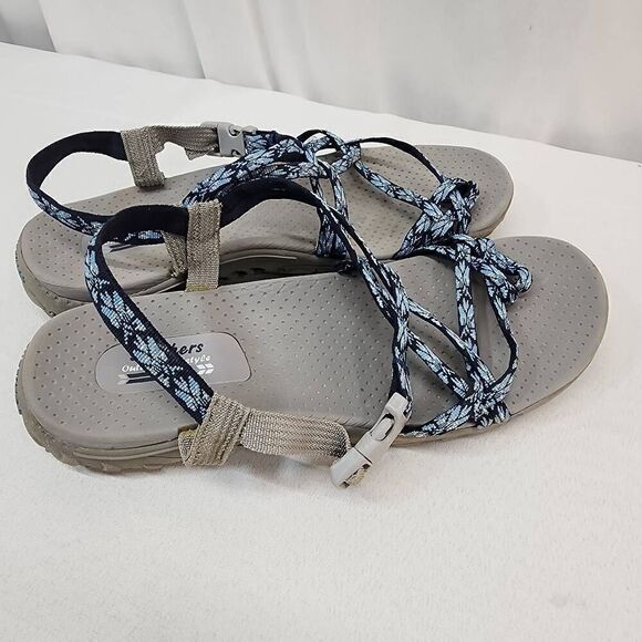 Skechers Size 11 Glitter Sporty Trail Women's Toe Loop Sandals Gray / Blue CC - Picture 3 of 7